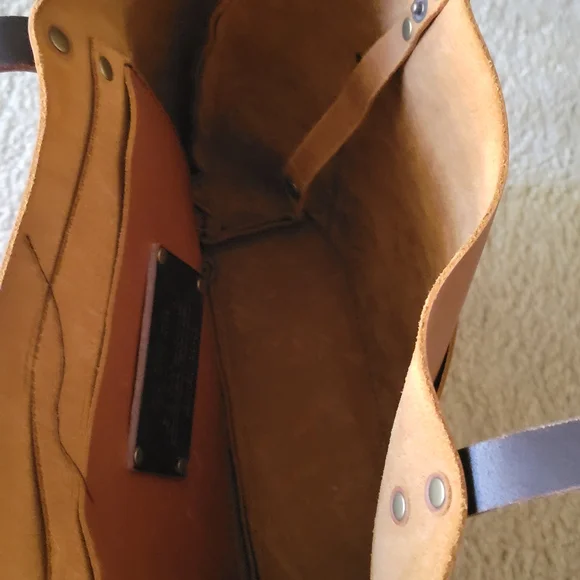 Portland Leather Brown Tote with Dark Handles Medium Size - Picture 6 of 8